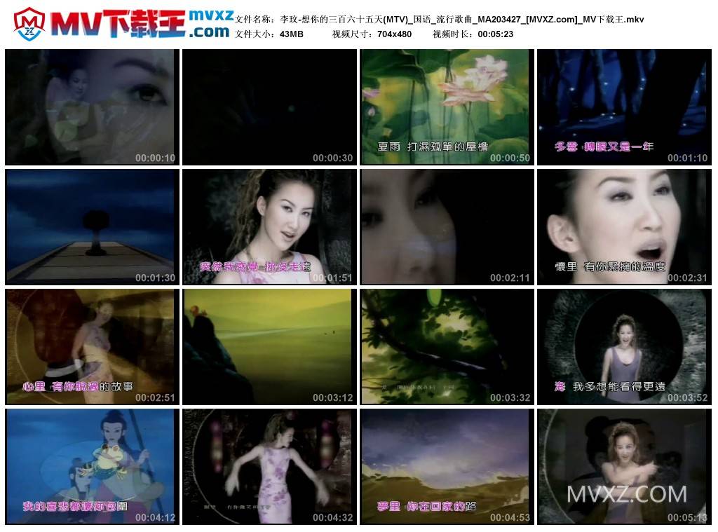李玟-想你的三百六十五天(MTV)_国语_流行歌曲_MA203427